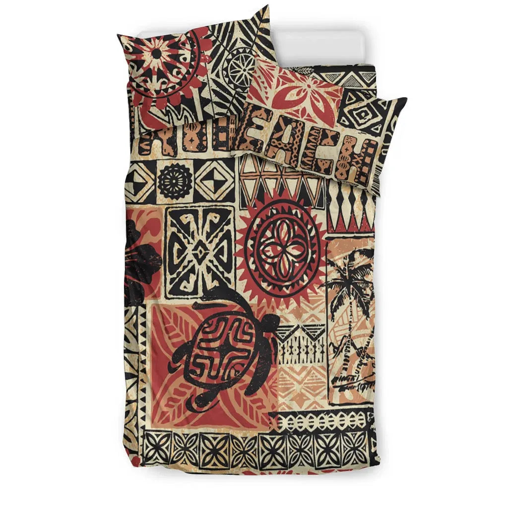 Hawaii Bedding Set - Hawaiian Style Tribal Fabric Patchwork