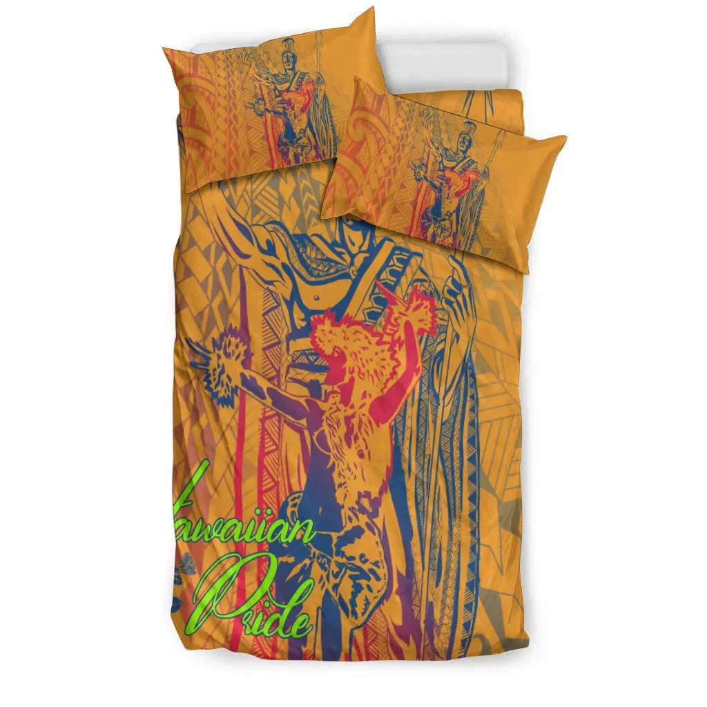 Hawaii Bedding Set - King Of Hawaii With Hawaiian Girls