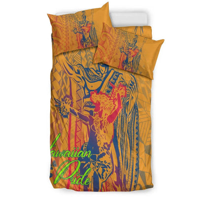 Hawaii Bedding Set - King Of Hawaii With Hawaiian Girls