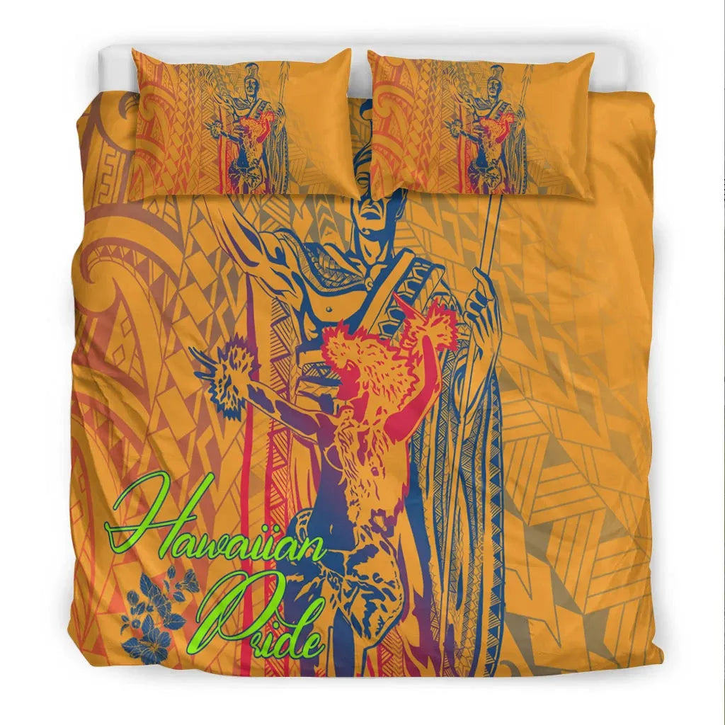 Hawaii Bedding Set - King Of Hawaii With Hawaiian Girls
