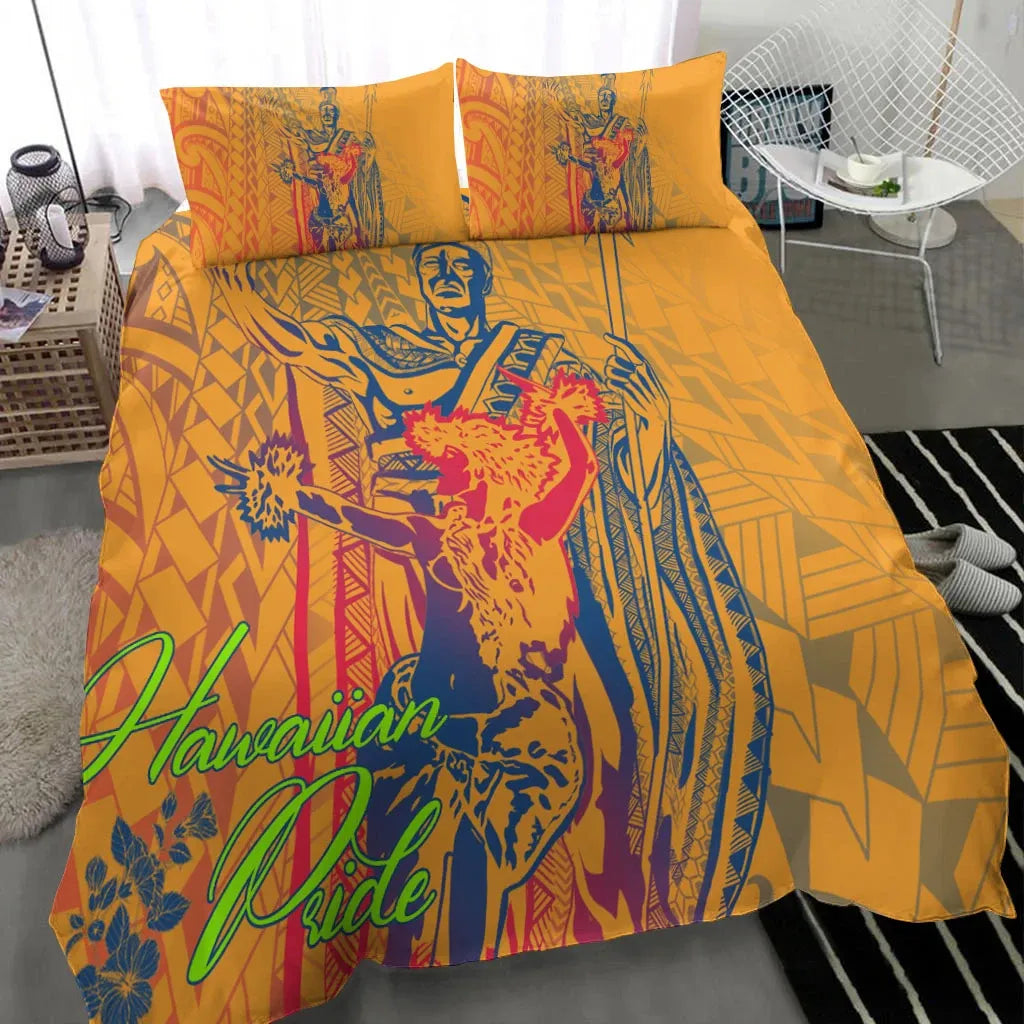 Hawaii Bedding Set - King Of Hawaii With Hawaiian Girls