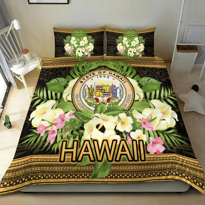 Hawaii Bedding Set - Polynesian Gold Patterns Collection