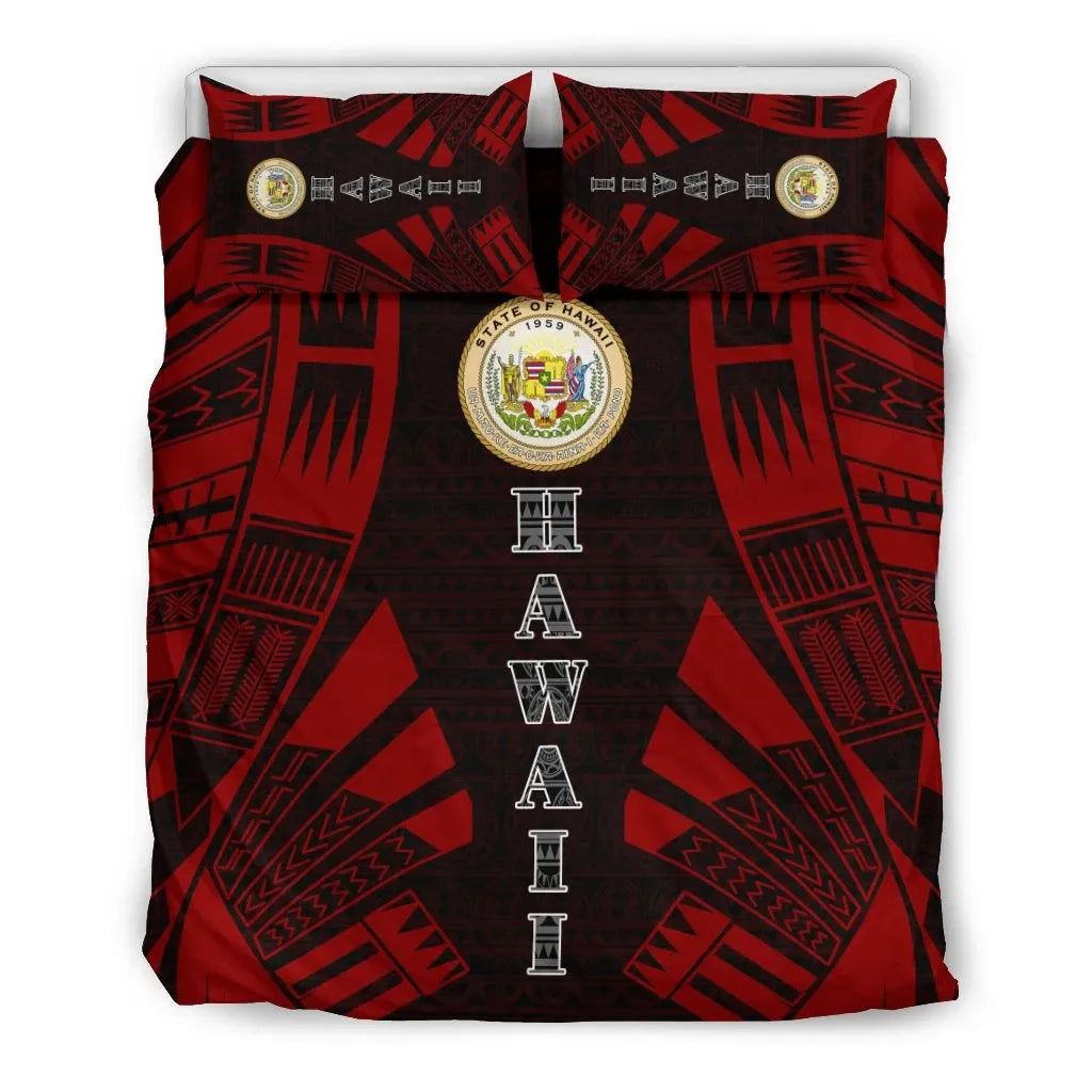 Hawaii Duvet Cover Set - Polynesian Tattoo Red