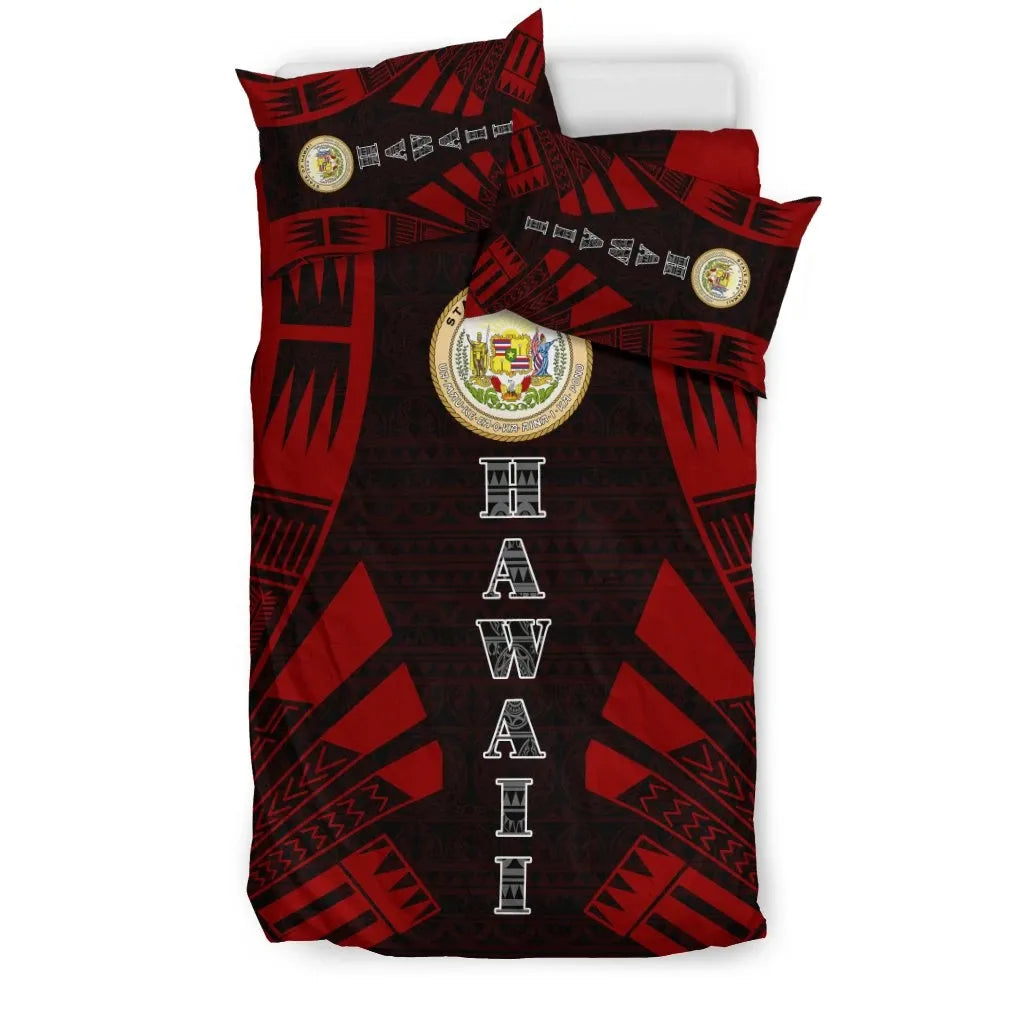 Hawaii Duvet Cover Set - Polynesian Tattoo Red