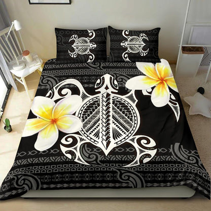 Hawaii Bedding Set - Turtle Plumeria Flowers Polynesian Pattern