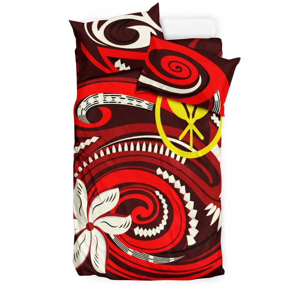 Hawaii Bedding Set - Vortex Style Red Color