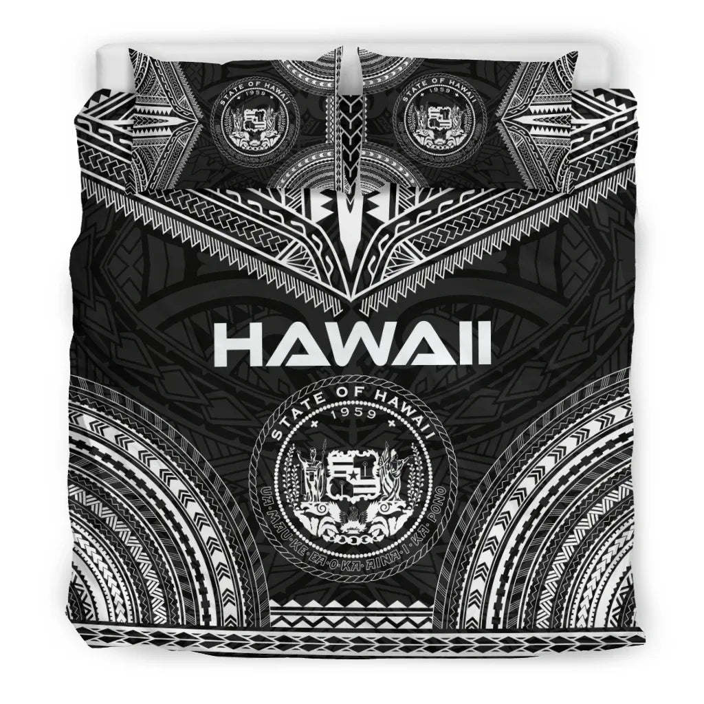 Hawaii Polynesian Chief Duvet Cover Set - Black Version