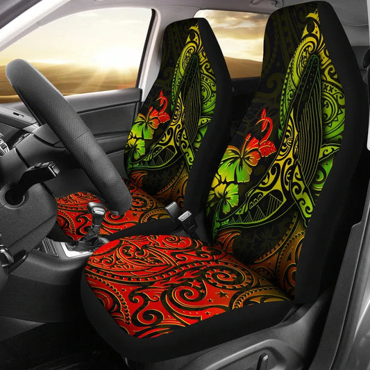 Hawaii Polynesian Car Seat Covers - Hibiscus Humpback Whale Reggae