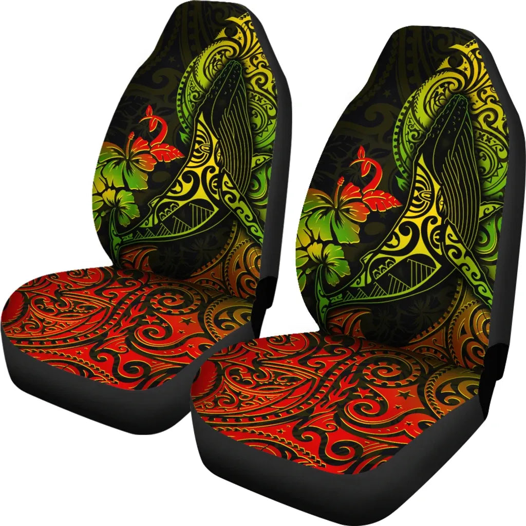Hawaii Polynesian Car Seat Covers - Hibiscus Humpback Whale Reggae