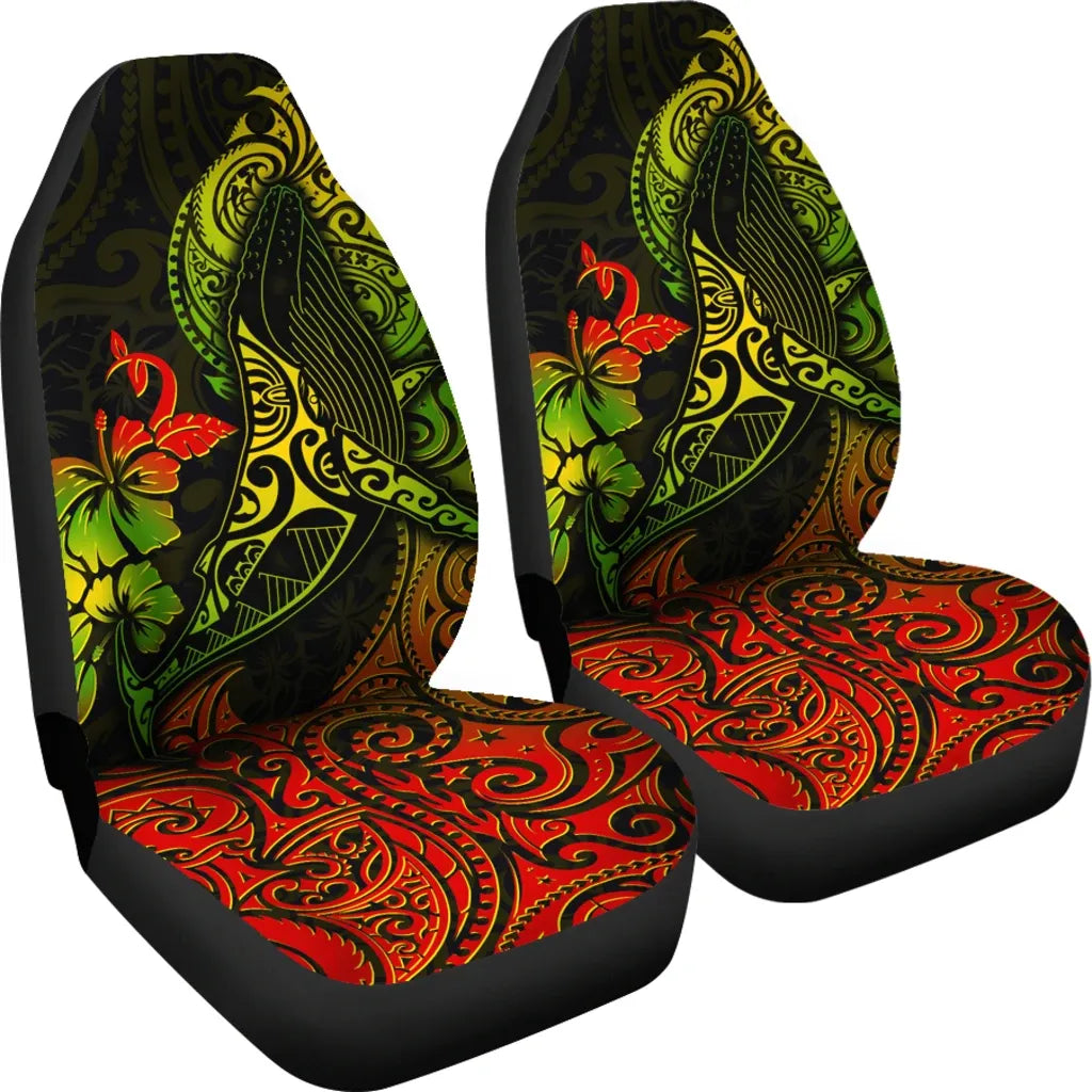 Hawaii Polynesian Car Seat Covers - Hibiscus Humpback Whale Reggae