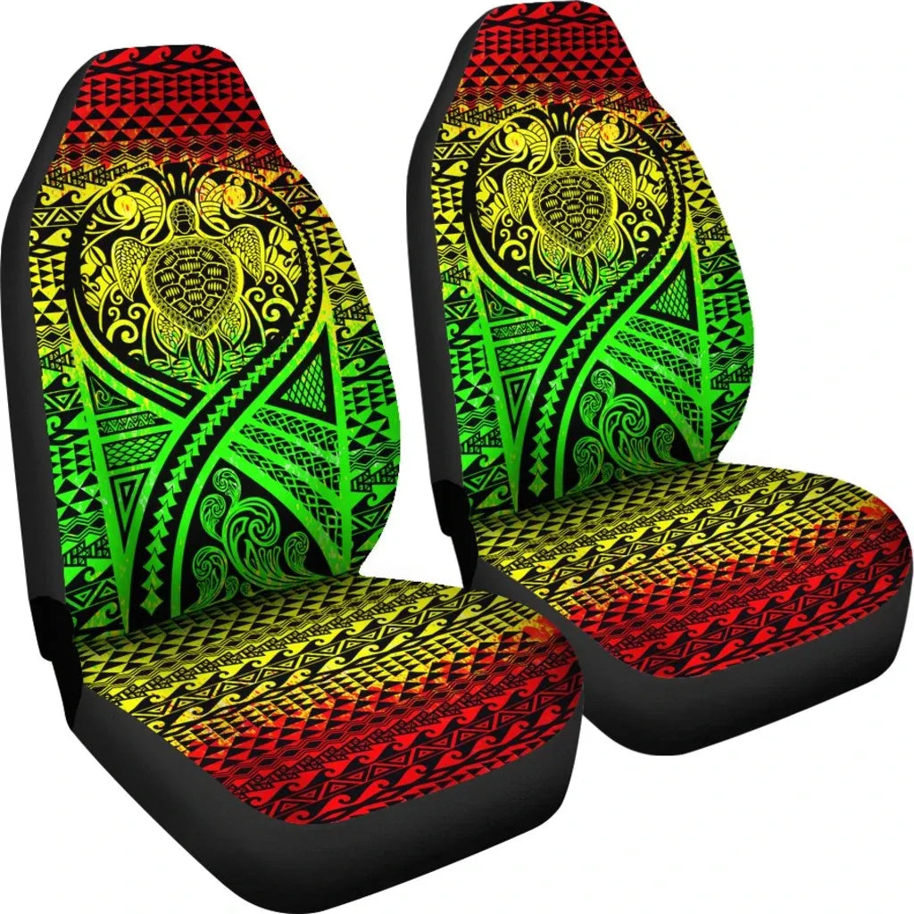 Hawaii Car Seat Covers - Turtle Polynesian Tattoo Reggae