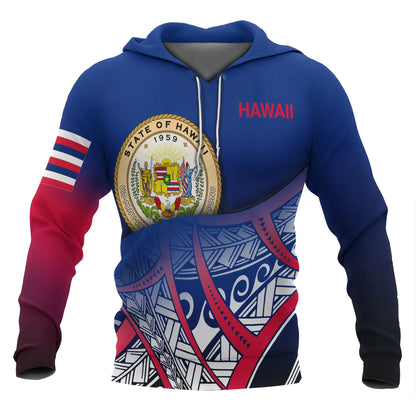 Hawaii Coat Of rms Hoodie - Polynesian Pattern
