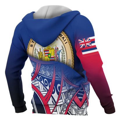 Hawaii Coat Of rms Hoodie - Polynesian Pattern