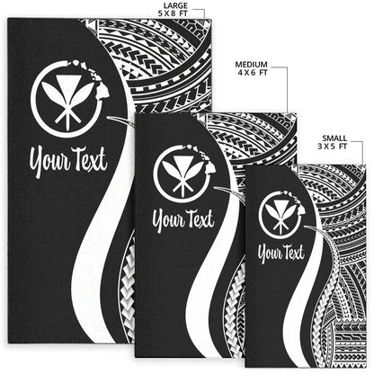 Hawaii Custom Personalised Area Rug - White Polynesian Tentacle Tribal Pattern