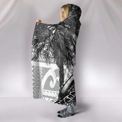 Hawaii Custom Personalised Hooded Blanket - Turtle Palm Tree White