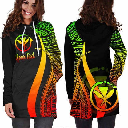 Hawaii Custom Personalised Hoodie Dress - Reggae Polynesian Tentacle Pattern