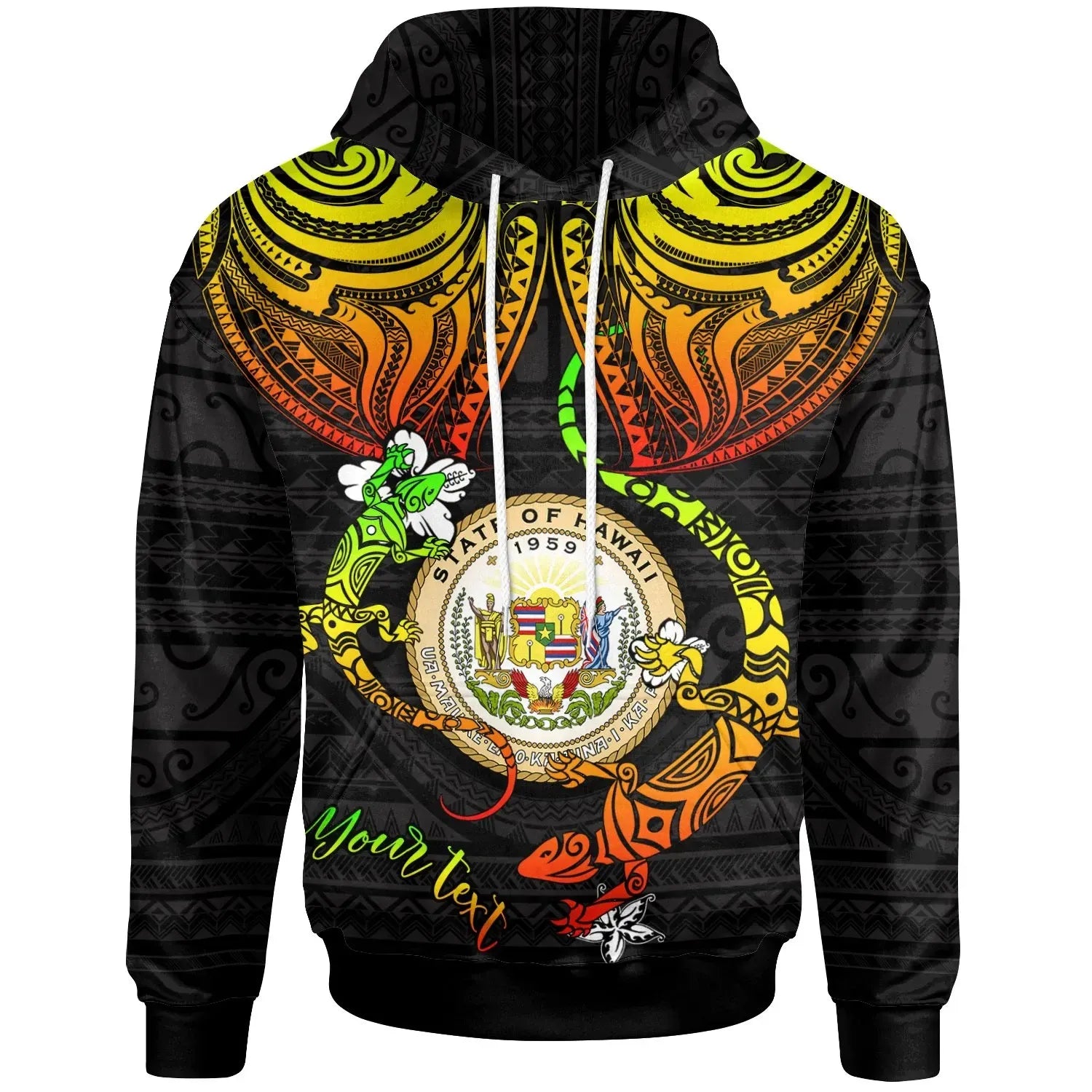 Hawaii Custom Personalised Hoodie -  Lizard Good Chest