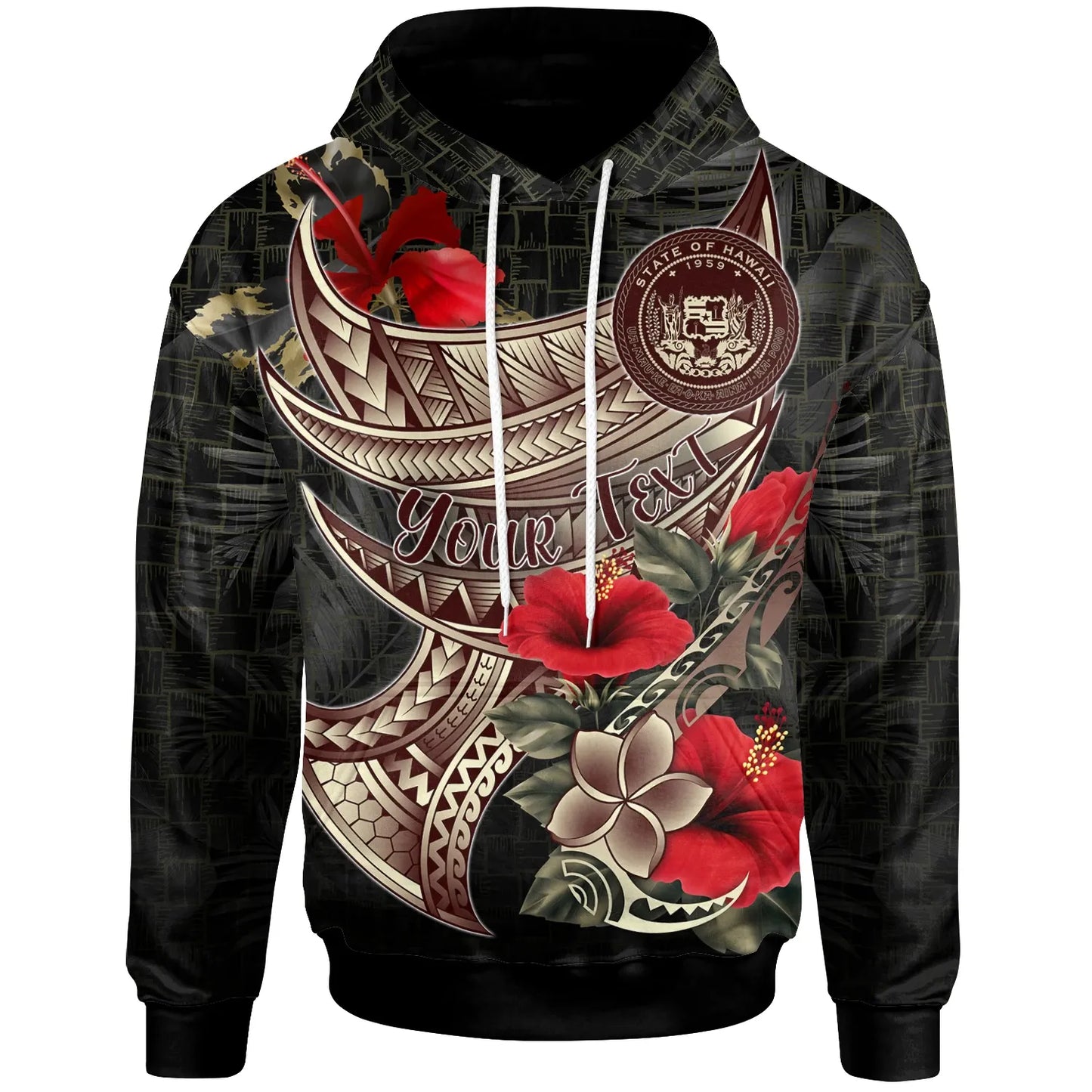 Hawaii Custom Personalised Hoodie - Polynesian Tribal Vintage Style
