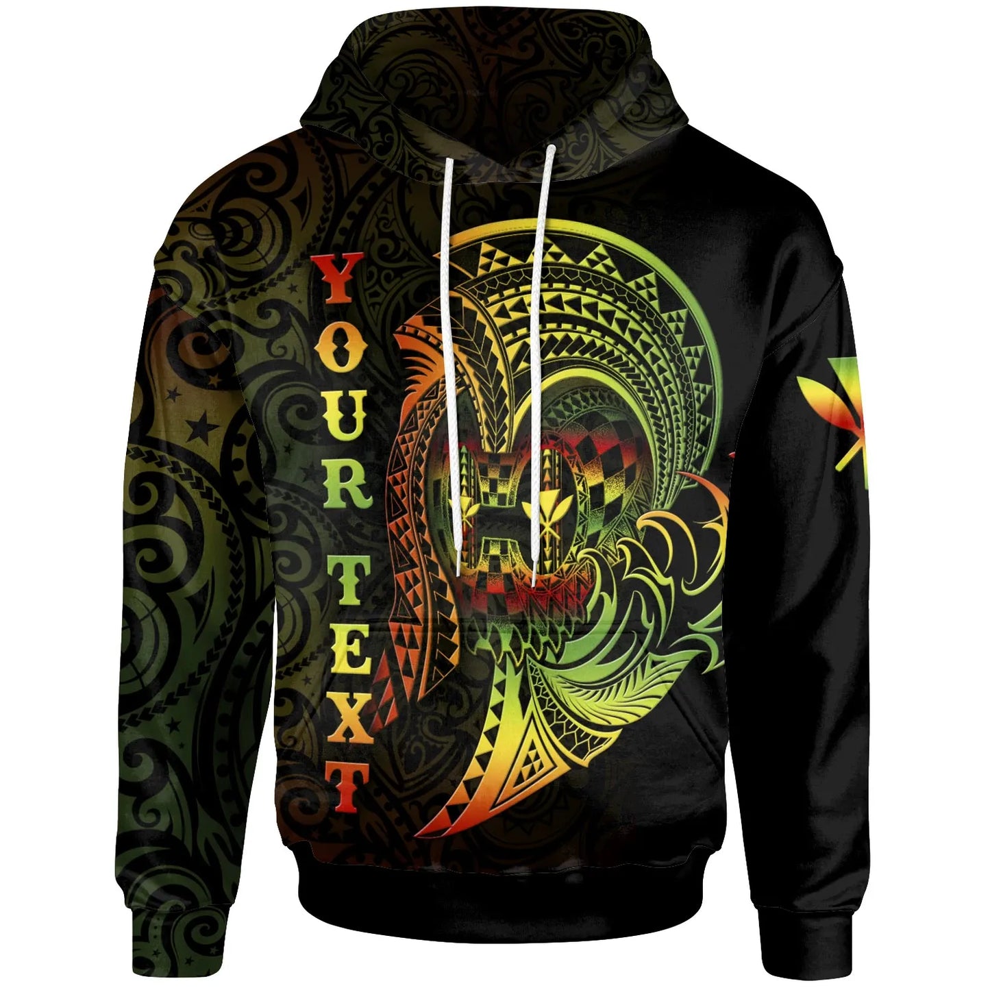 Hawaii Custom Personalised Hoodie - Reggae Kanaka Warrior