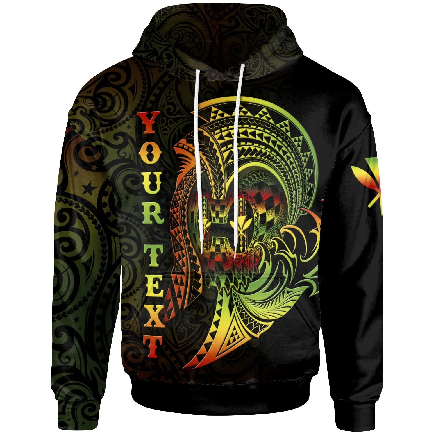 Hawaii Custom Personalised Hoodie - Reggae Kanaka Warrior