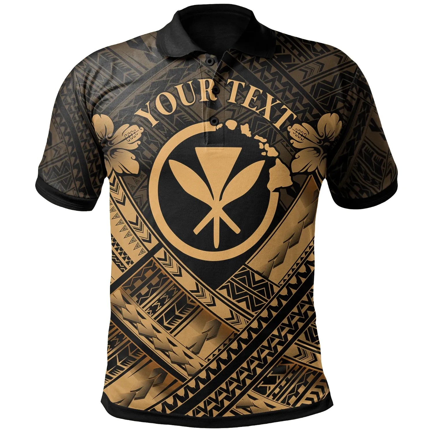 Hawaii Custom Personalised Polo Shirt - Gold Kanaka Maoli  Polynesian Patterns