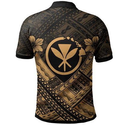 Hawaii Custom Personalised Polo Shirt - Gold Kanaka Maoli  Polynesian Patterns