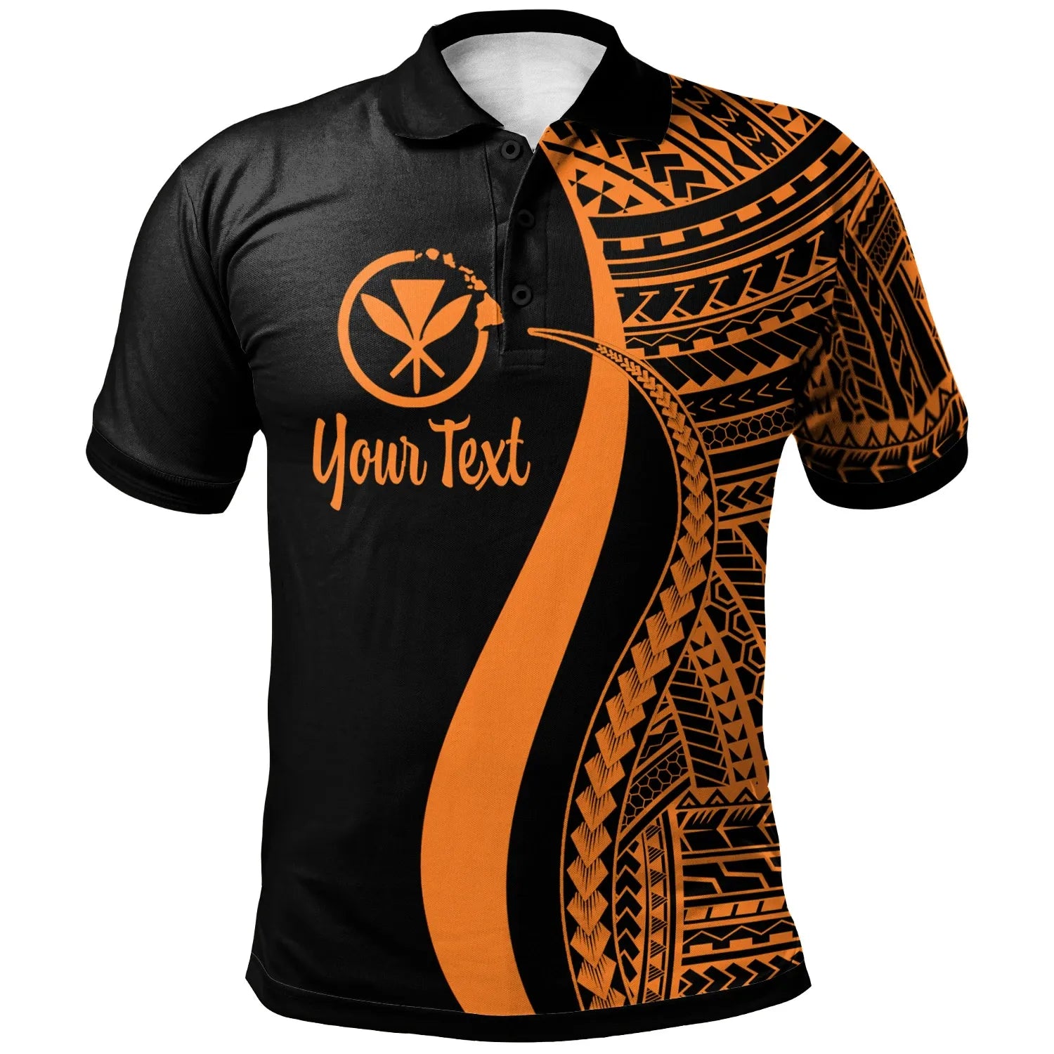 Hawaii Custom Personalised Polo Shirt Orange - Polynesian Tentacle Tribal Pattern