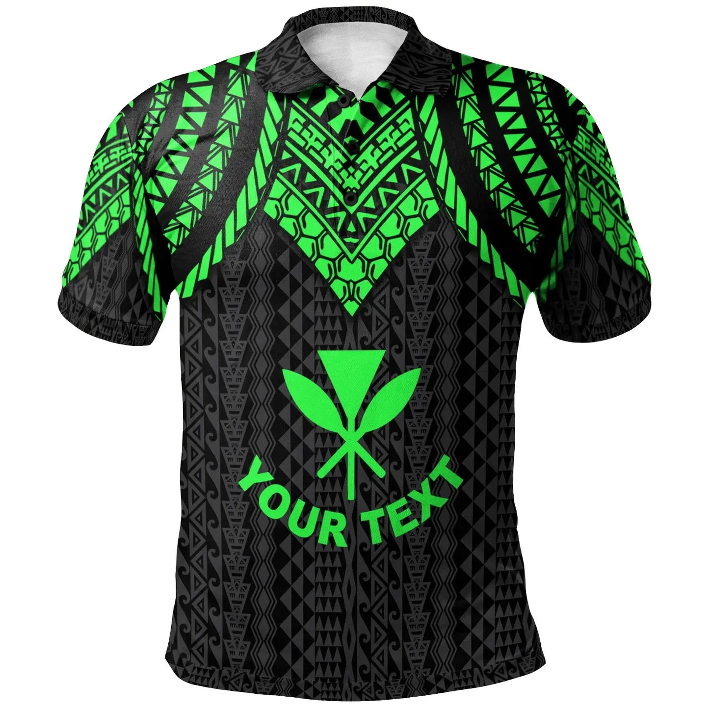 Hawaii Custom Personalised Polo Shirt - Polynesian Armor Style Green