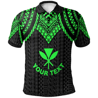 Hawaii Custom Personalised Polo Shirt - Polynesian Armor Style Green