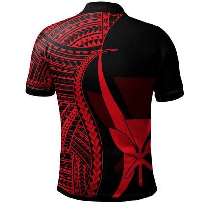 Hawaii Custom Personalised Polo Shirt Red - Polynesian Tentacle Tribal Pattern