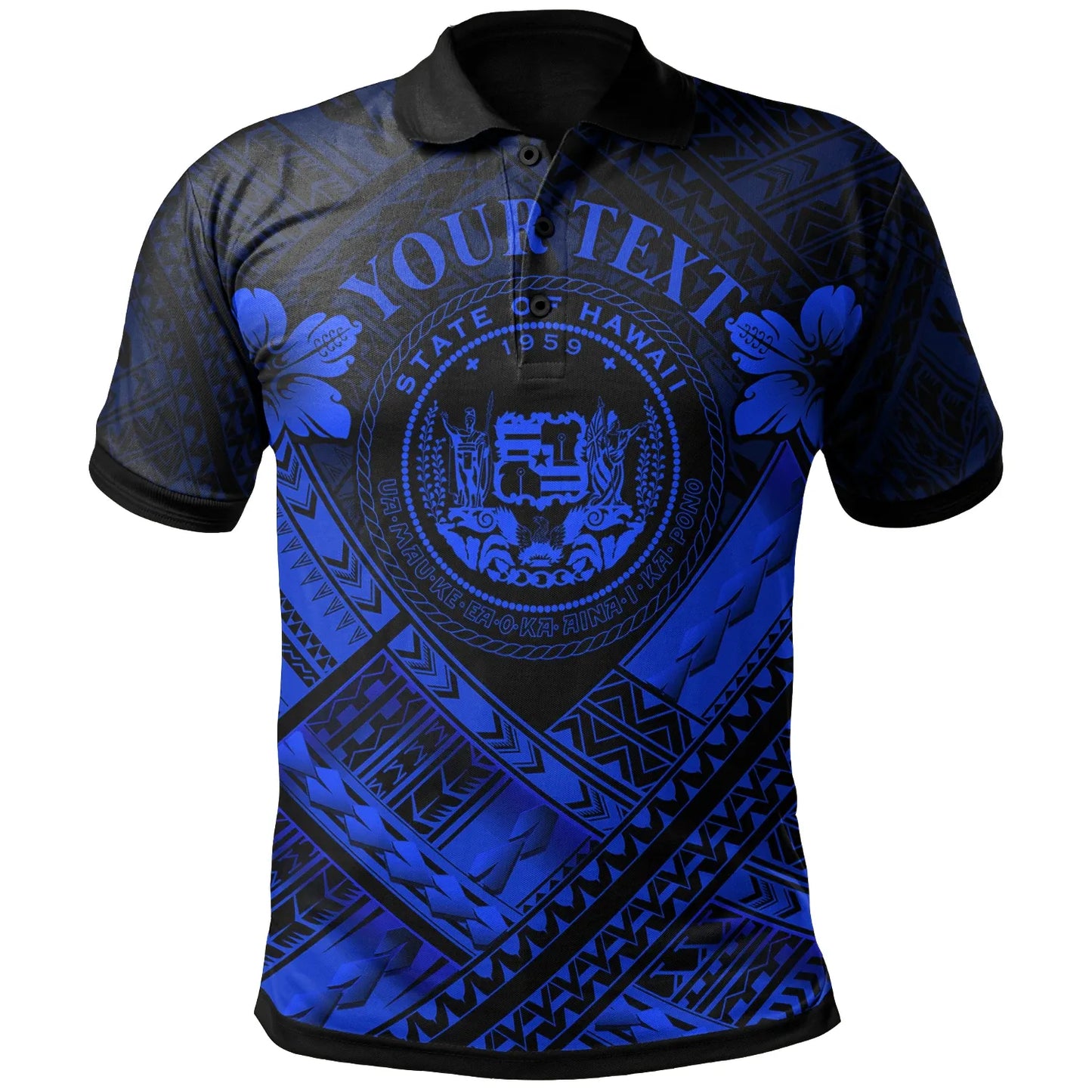 Hawaii Custom Personalised Polo Shirts - Blue Seal Polynesian Patterns