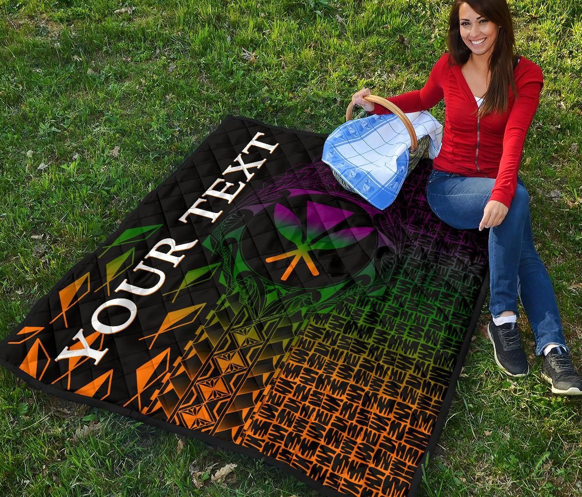 Hawaii Custom Personalised Premium Quilt - Kanaka Maoli Rocket Style