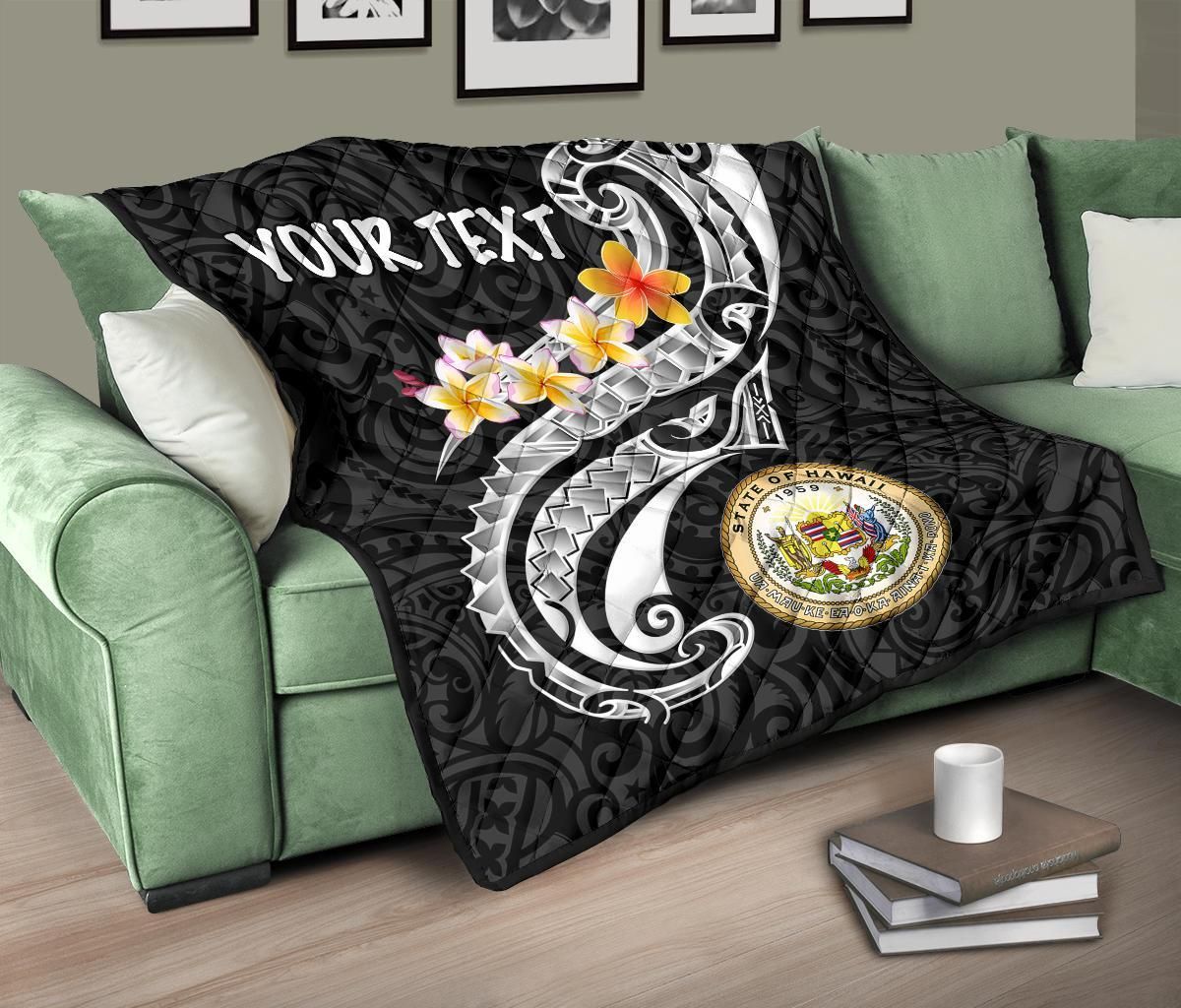 Hawaii Custom Personalised Premium Quilt - Seal Polynesian Patterns Plumeria