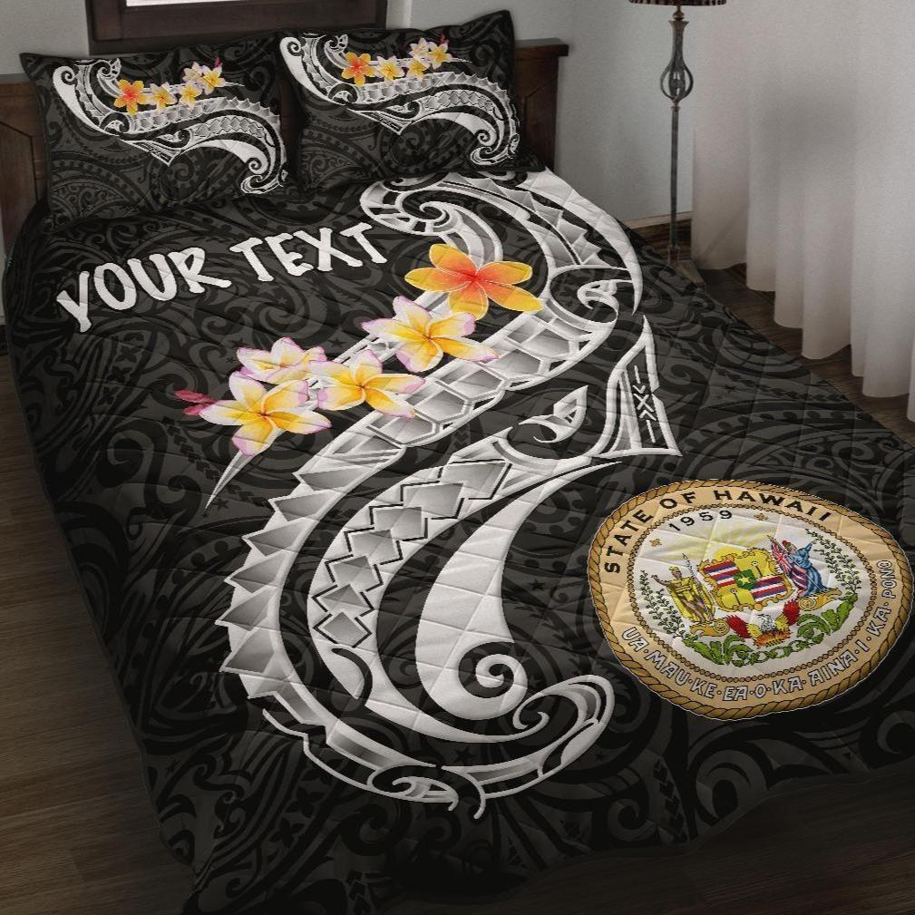 Hawaii Custom Personalised Quilt Bed Set - Seal Polynesian Patterns Plumeria