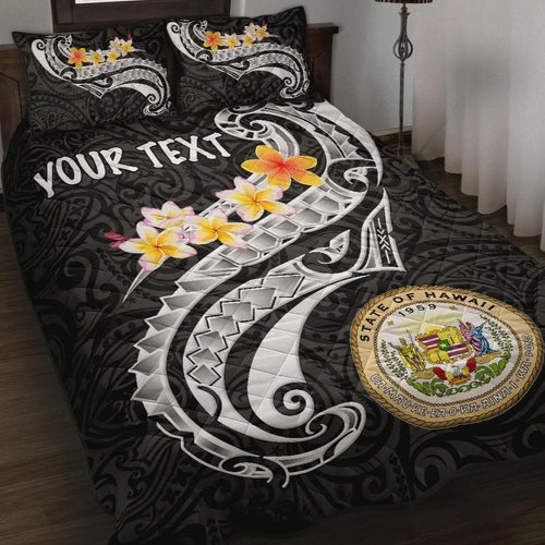 Hawaii Custom Personalised Quilt Bed Set - Seal Polynesian Patterns Plumeria