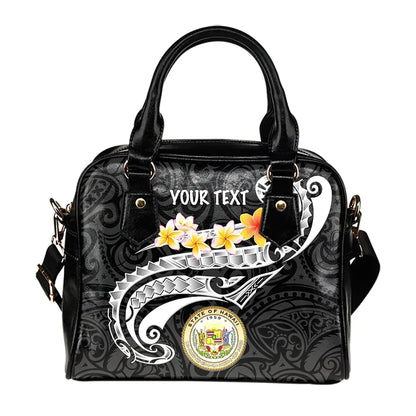 Hawaii Custom Personalised Shoulder Handbag - Seal Polynesian Patterns Plumeria