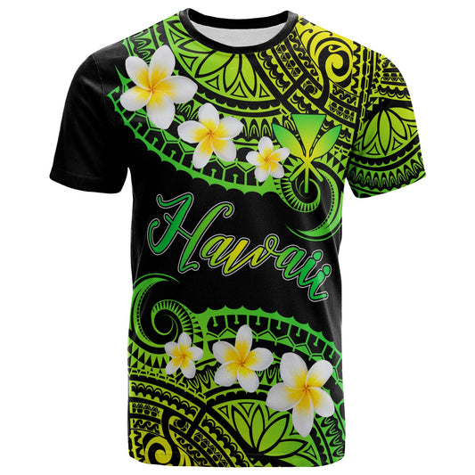 Hawaii Custom Personalised T-Shirt - Plumeria Polynesian Vibe Green