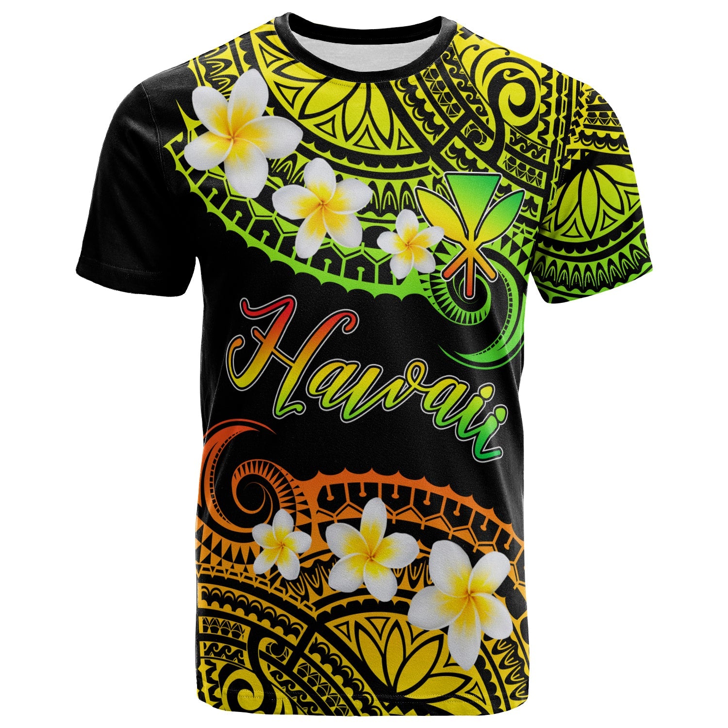Hawaii Custom Personalised T-Shirt - Plumeria Polynesian Vibe Reggae