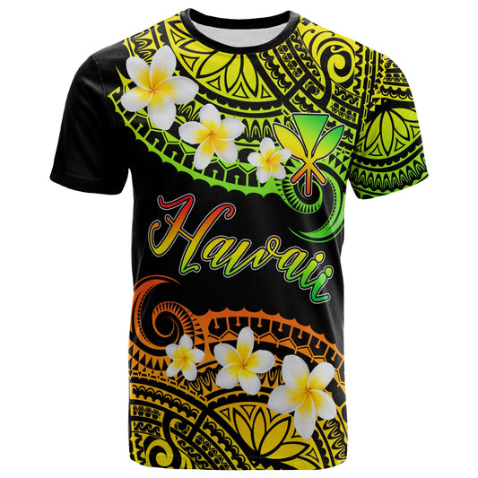 Hawaii Custom Personalised T-Shirt - Plumeria Polynesian Vibe Reggae