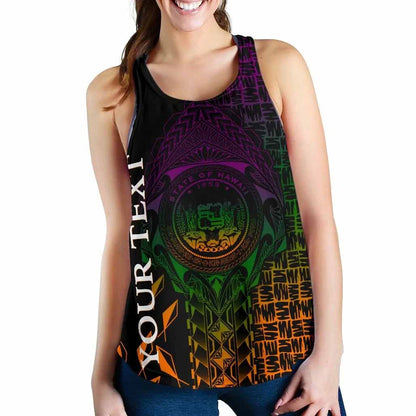 Hawaii Custom Personalised Women Racerback Tank - Hawaii Seal Rocket Style