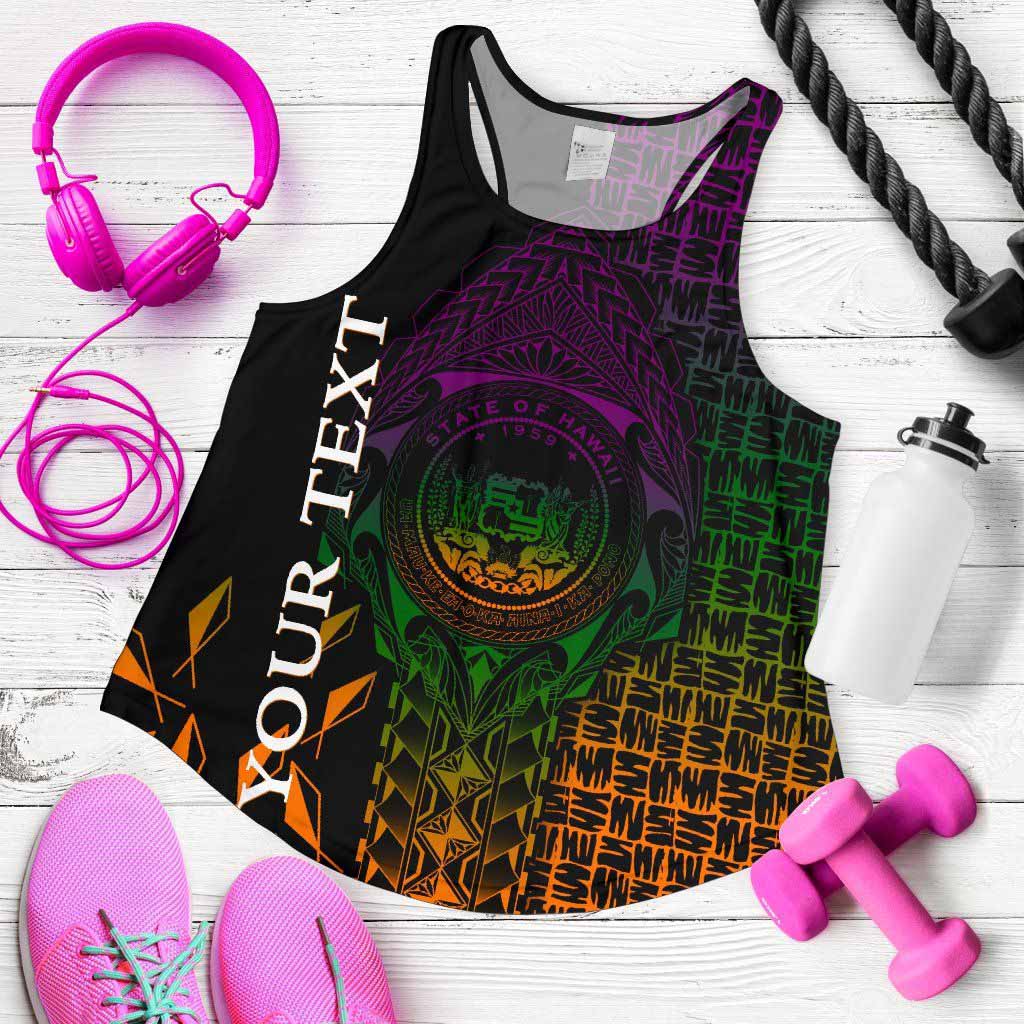 Hawaii Custom Personalised Women Racerback Tank - Hawaii Seal Rocket Style
