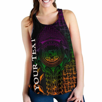 Hawaii Custom Personalised Women Racerback Tank - Hawaii Seal Rocket Style