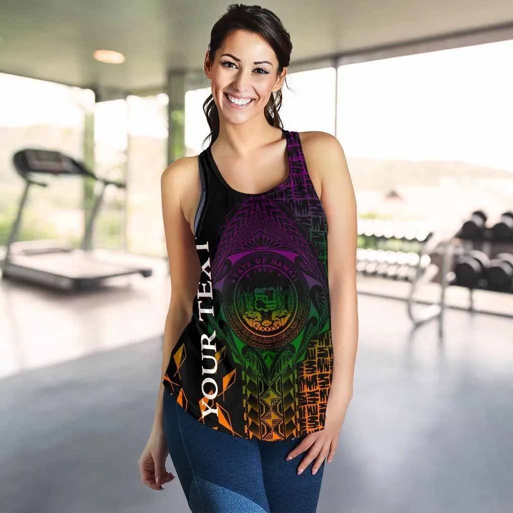 Hawaii Custom Personalised Women Racerback Tank - Hawaii Seal Rocket Style
