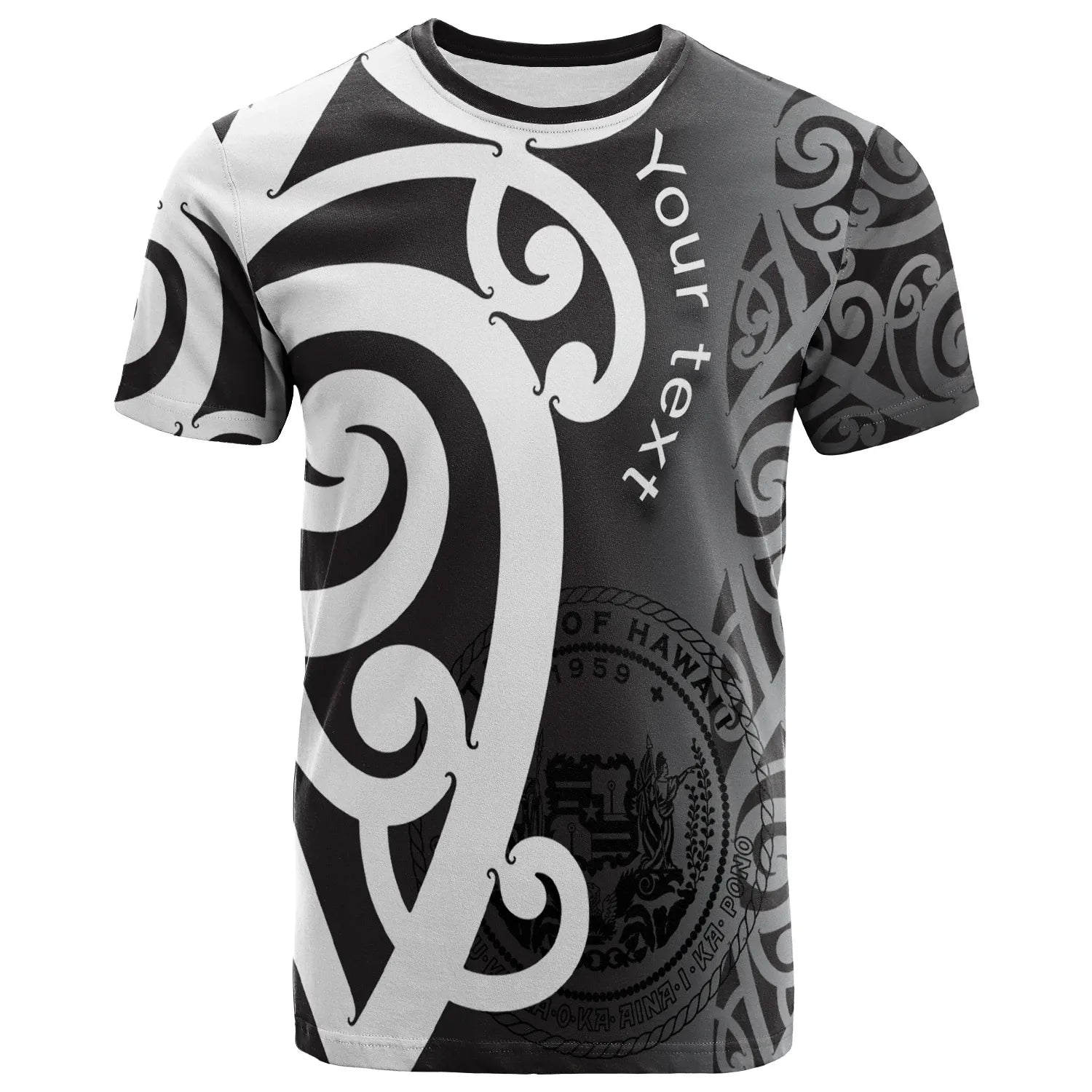 Hawaii Custom Personalized T-Shirt - Polynesian Maori Pattern Style White