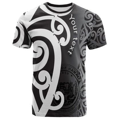 Hawaii Custom Personalized T-Shirt - Polynesian Maori Pattern Style White
