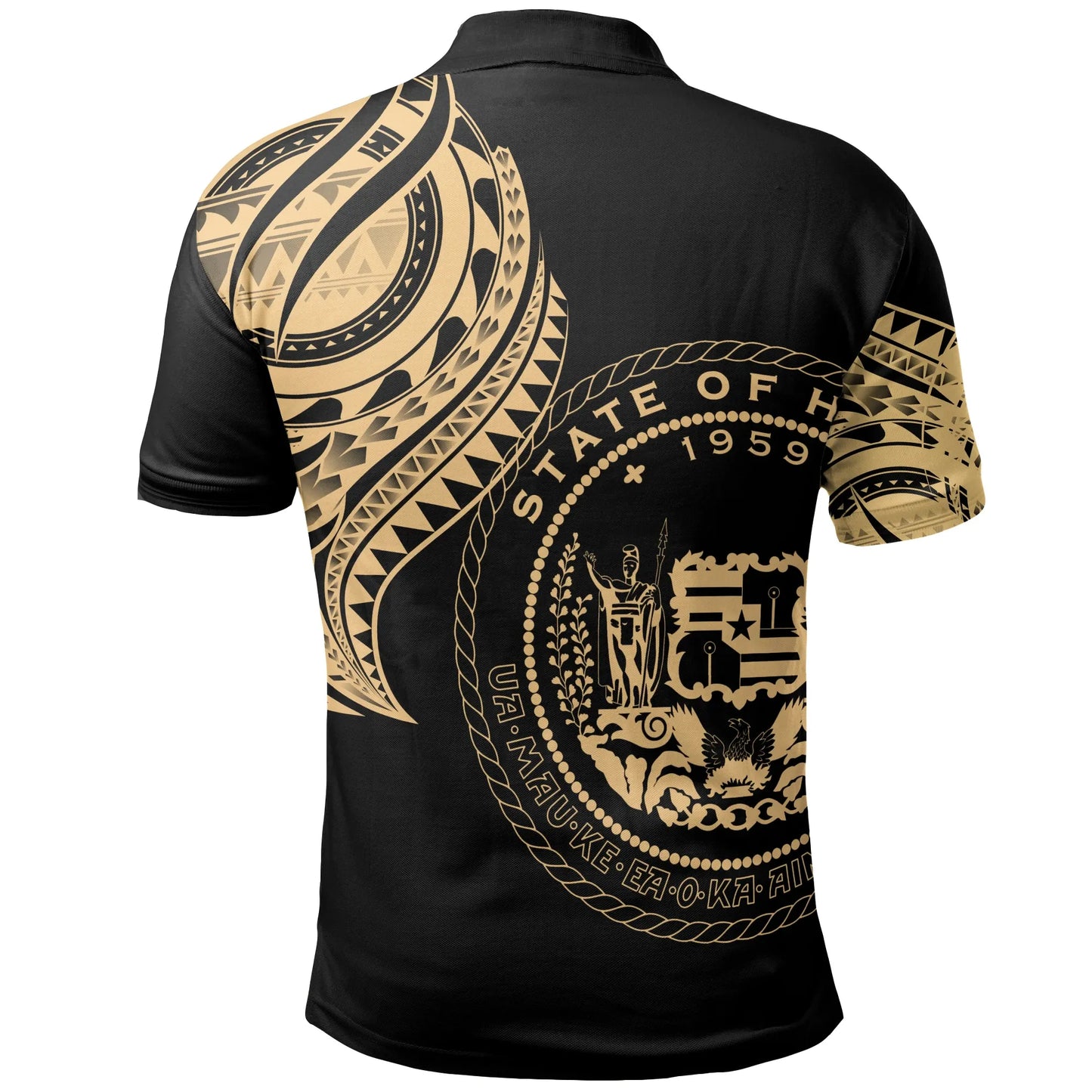 Hawaii Custom Personalised Polo Shirt - Hawaii Tatau Gold Patterns