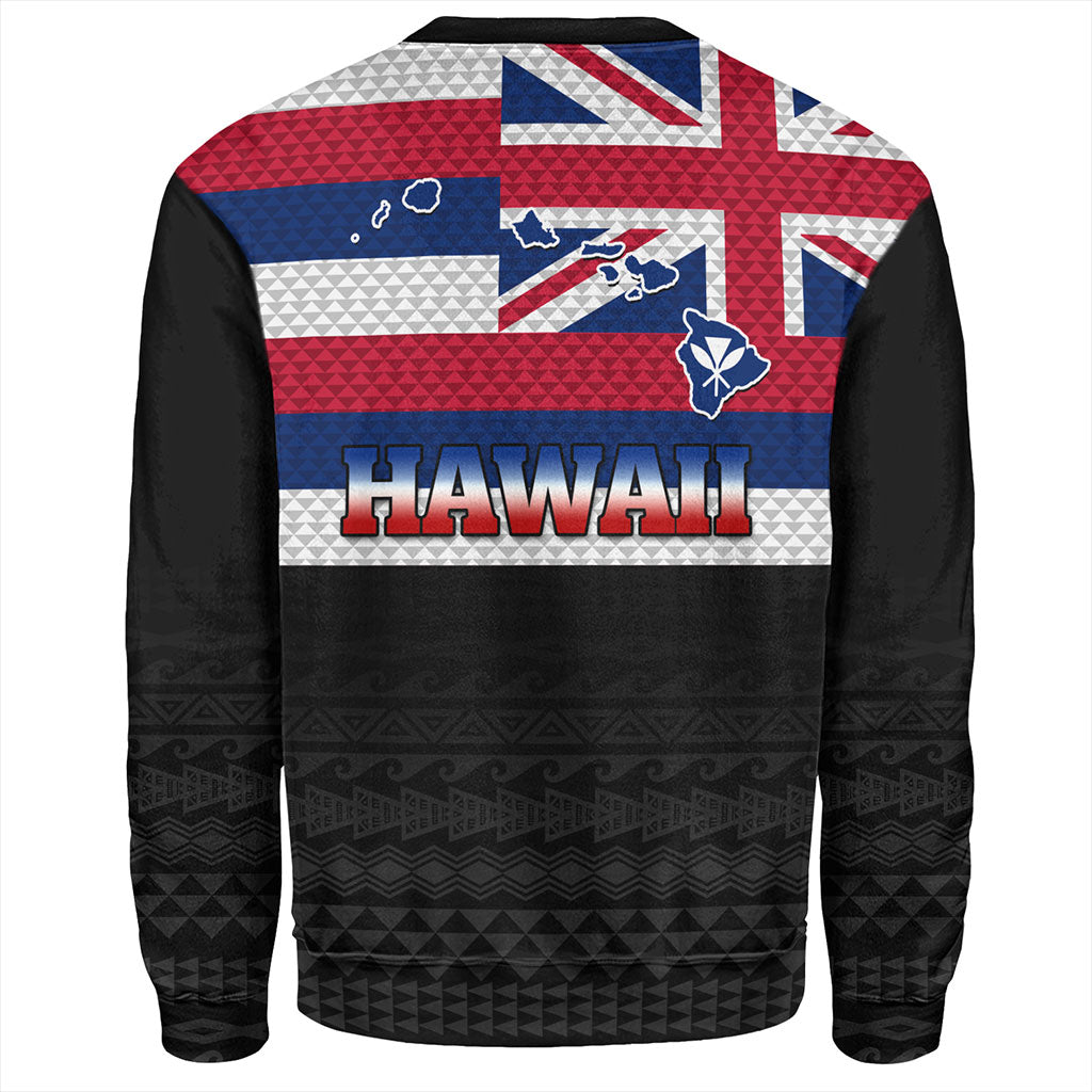 Hawaii Sweatshirt Flag And Map Kakau Pattern