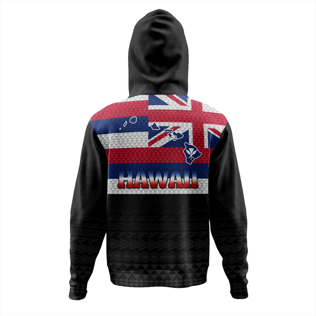 Hawaii Hoodie Flag And Map Kakau Pattern