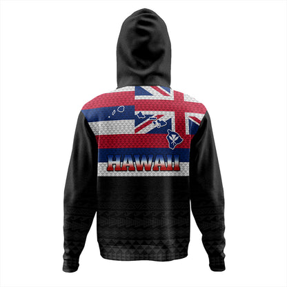 Hawaii Hoodie Flag And Map Kakau Pattern