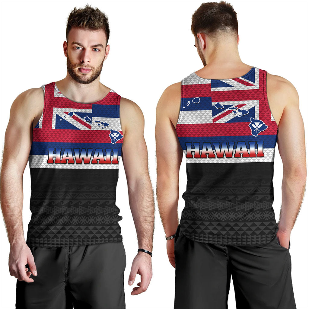 Hawaii Tank Top Flag And Map Kakau Pattern